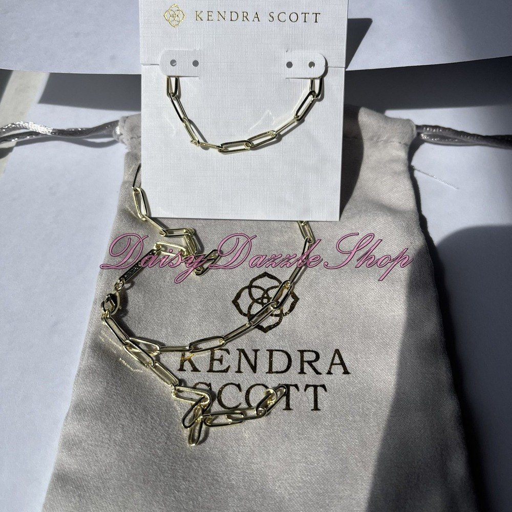 ✨Defective Kendra Scott Courtney Paperclip Necklace Fashion Jewelry Gold New ✨ - Picture 2 of 8